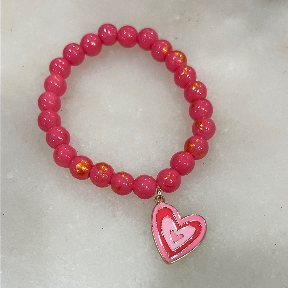 Pink Heart Charm Bracelet Handmade Y2K Coquette Girl Jewelry
